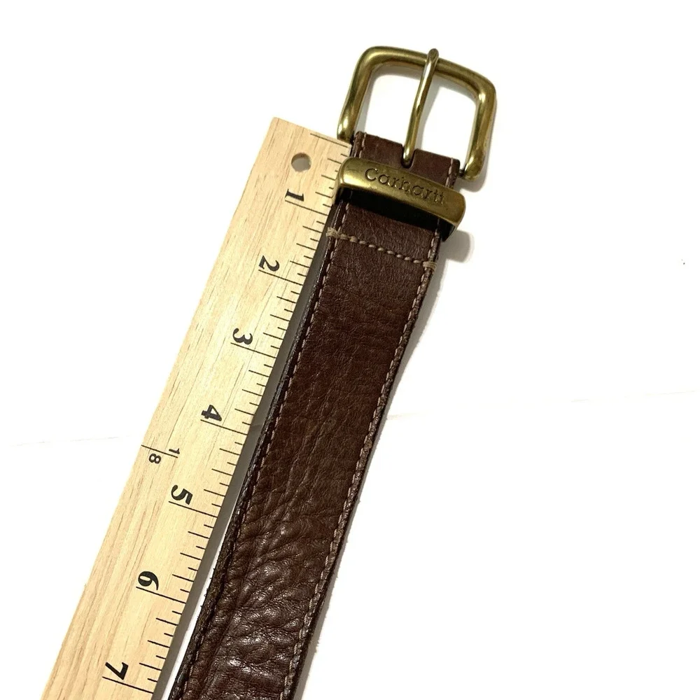 Carhartt Thrashed Belt Vintage Brown Top Grain Leather Work Wear Men's Sz 50